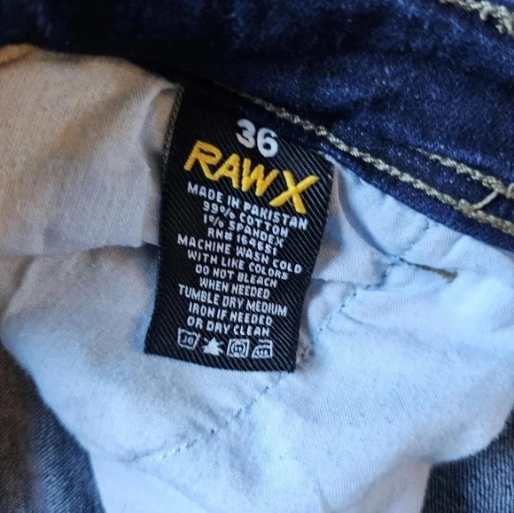 RAW X Men Size 36x32 Dark Wash Skinny Fit Casual Streetwear Skater Denim Jeans - Picture 5 of 8